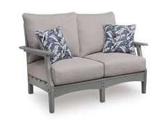 Bay Furniture Gallery - Ashley Furniture - Cove Beach Outdoor - Loveseat w/Cushion / Gray - PCP803-835