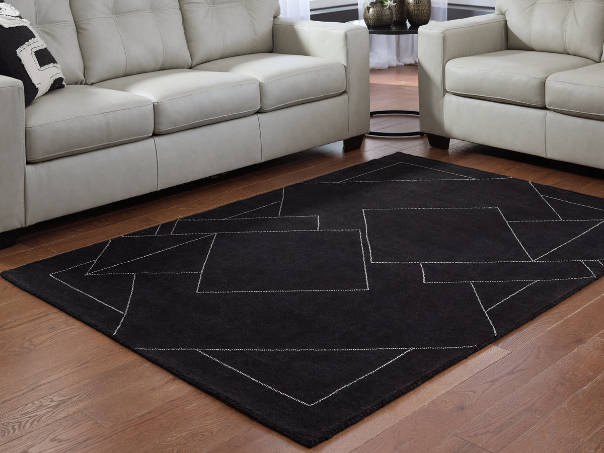 Bay Furniture Gallery - Ashley Furniture - Marav Rug - 5' x 7' Area Rug / Black/White - R407532