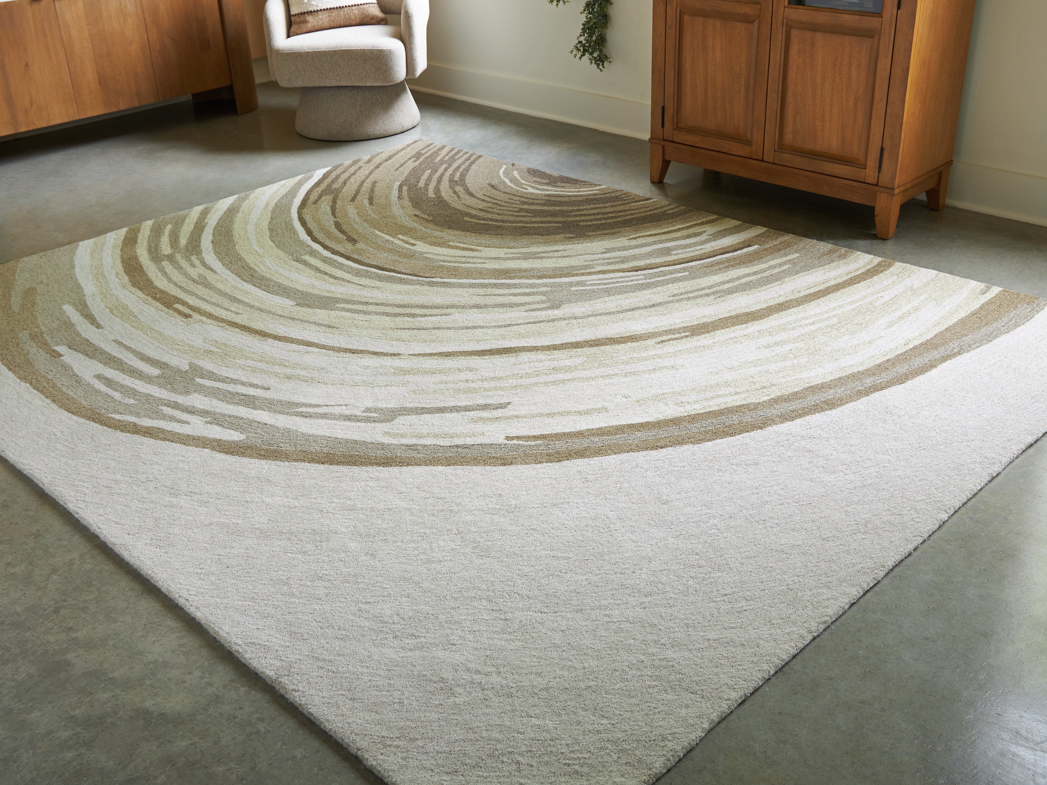 Bay Furniture Gallery - Ashley Furniture - Rizwana Rug - 5' x 7' Area Rug / Ivory/Brown/Gray - R407762