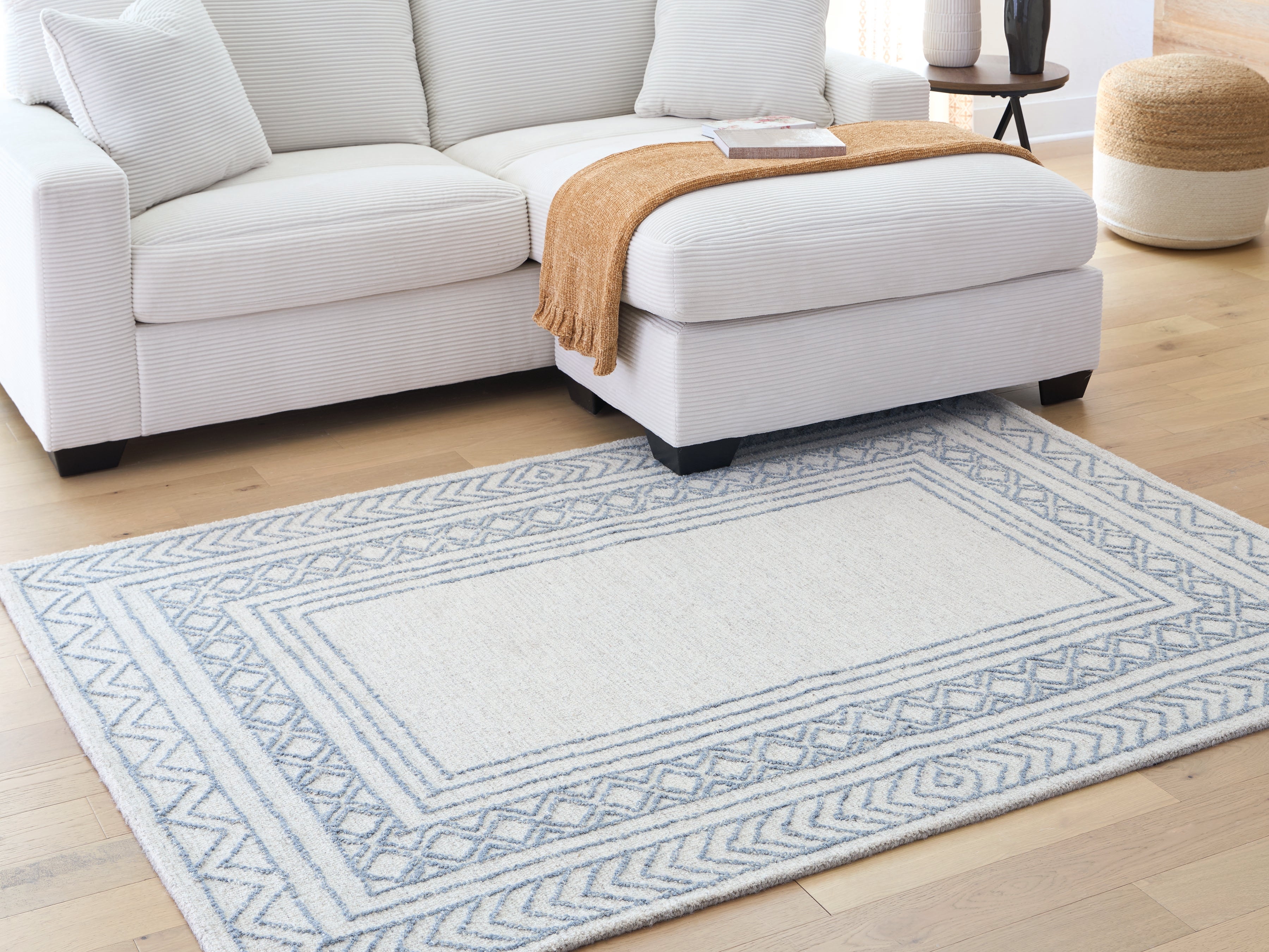 Bay Furniture Gallery - Ashley Furniture - Azelhurst Rug - 7'8" x 10' Area Rug / Blue/Ivory/Gray - R407851
