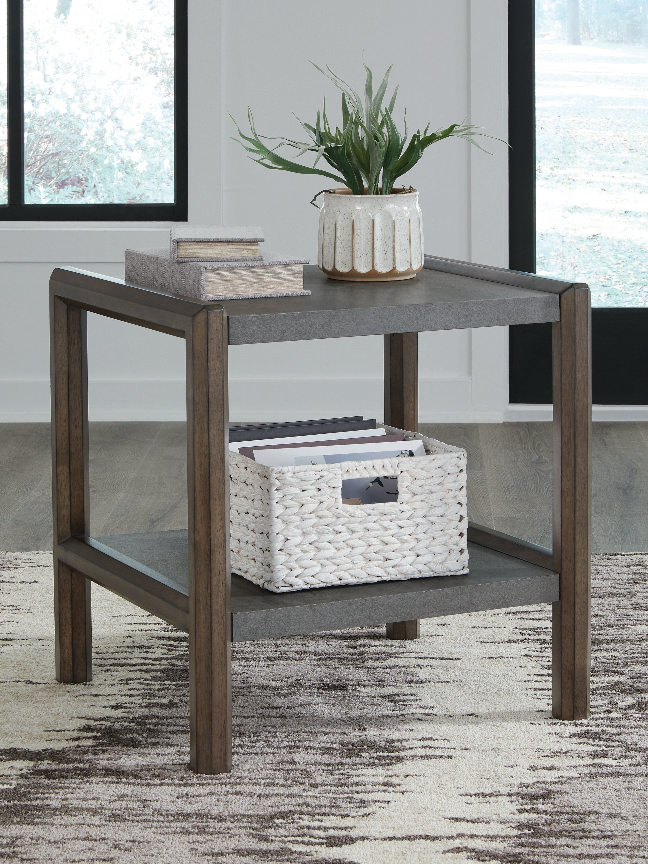 Bay Furniture Gallery - Ashley Furniture - Kallenny End Table - Rectangular End Table / Brown/Gray - T669-3