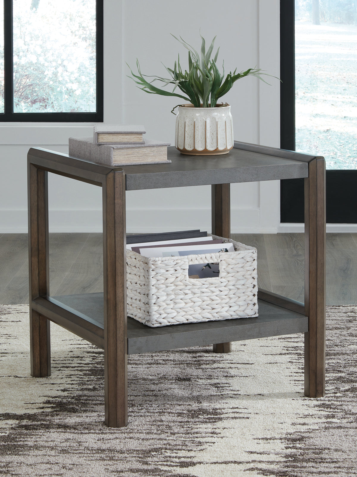 Bay Furniture Gallery - Ashley Furniture - Kallenny End Table - Rectangular End Table / Brown/Gray - T669-3