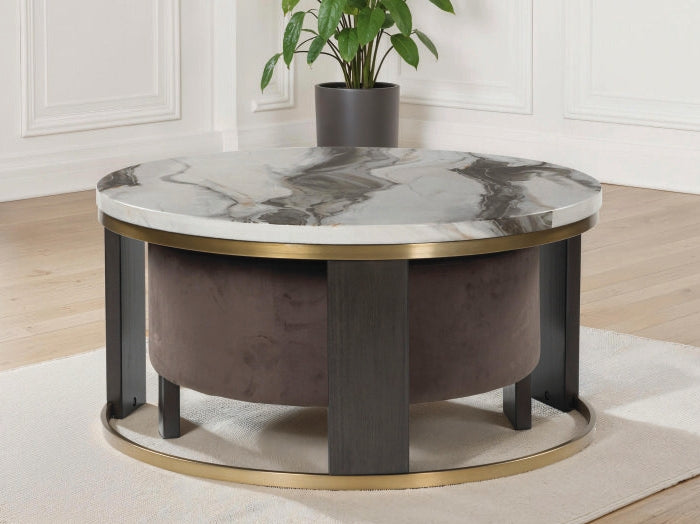 Bay Furniture Gallery - Ashley Furniture - Jazmore Nesting Coffee Table (Set of 2) - Nesting Cocktail Tables (Set of 2) / Brown/Brass Finish - T671-22