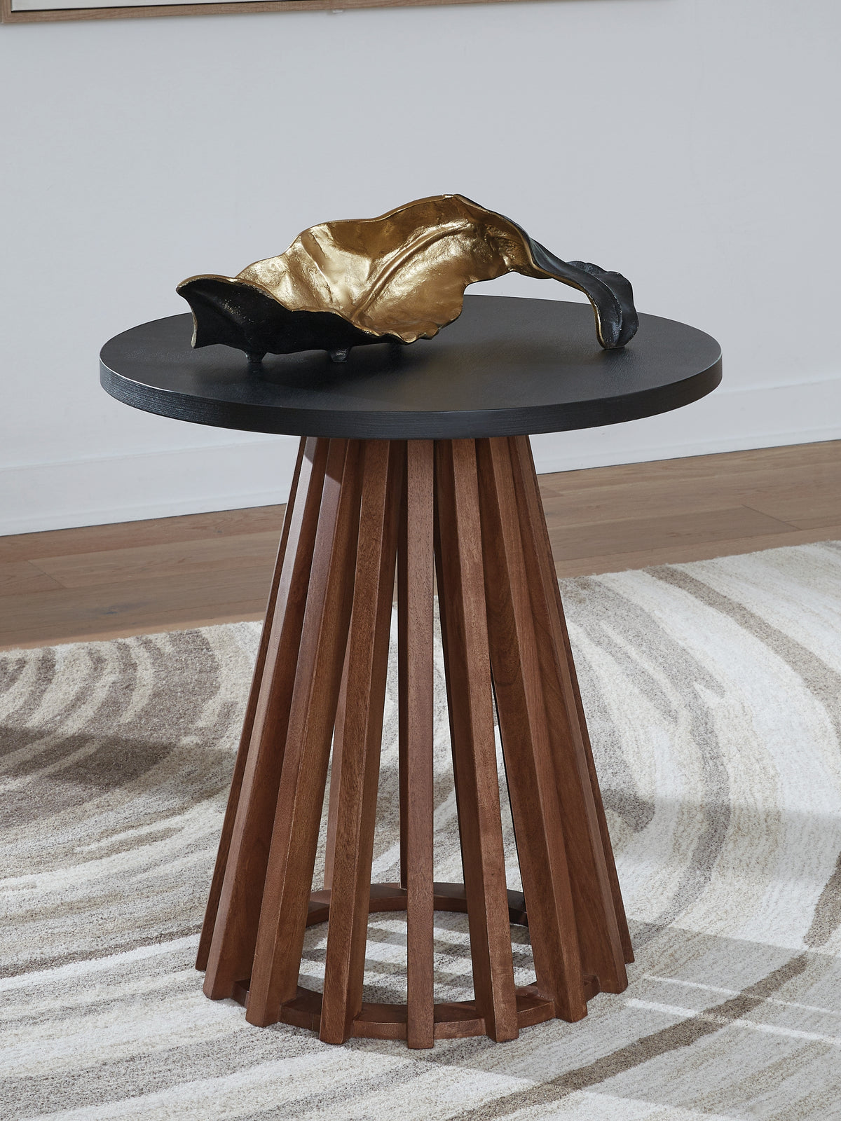 Bay Furniture Gallery - Ashley Furniture - Kallari End Table - Round End Table / Warm Brown/Black - T737-6