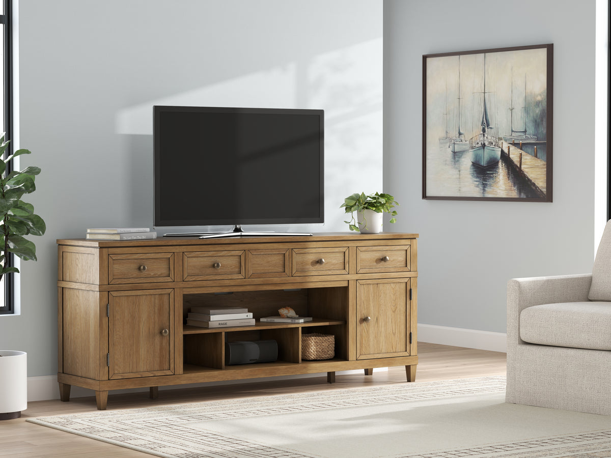 Bay Furniture Gallery - Ashley Furniture - Sharlance 81" TV Stand - 81" / Light Brown - W655-68